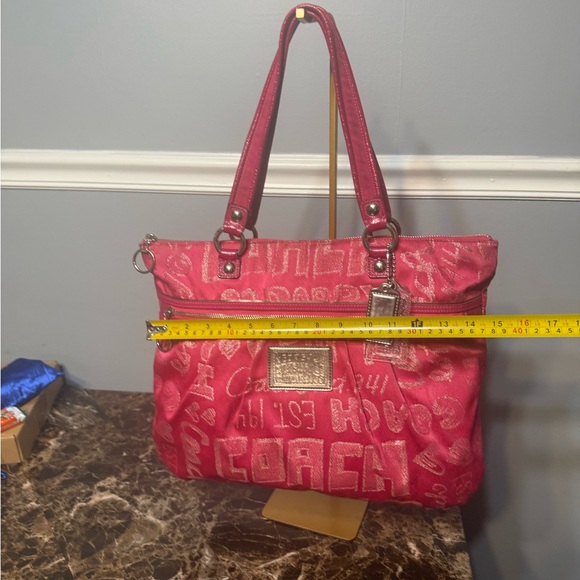 Coach Poppy Storypatch Glam Tote Hot Pink Jacquard Metallic Trim 2010 - Picture 5 of 16